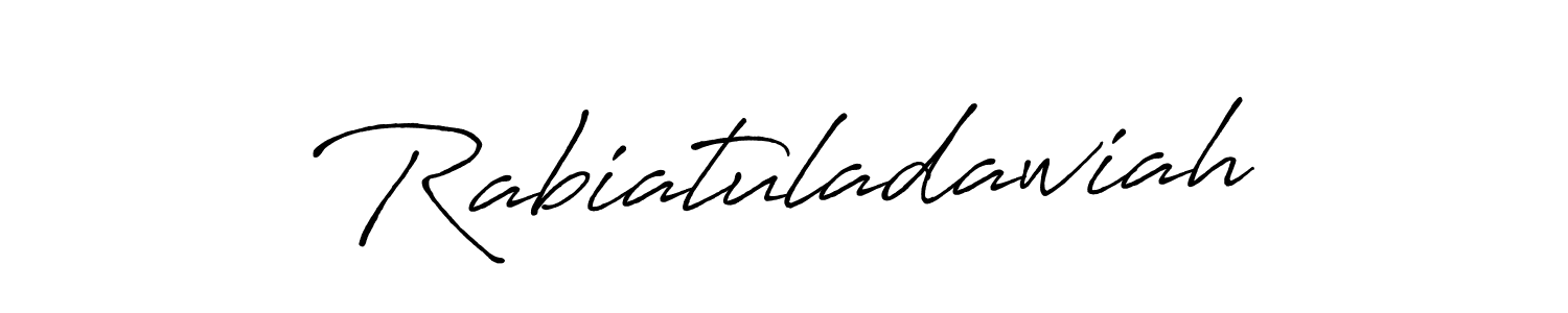 if you are searching for the best signature style for your name Rabiatuladawiah. so please give up your signature search. here we have designed multiple signature styles  using Antro_Vectra_Bolder. Rabiatuladawiah signature style 7 images and pictures png