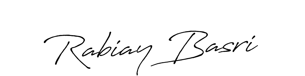 Make a beautiful signature design for name Rabiay Basri. With this signature (Antro_Vectra_Bolder) style, you can create a handwritten signature for free. Rabiay Basri signature style 7 images and pictures png