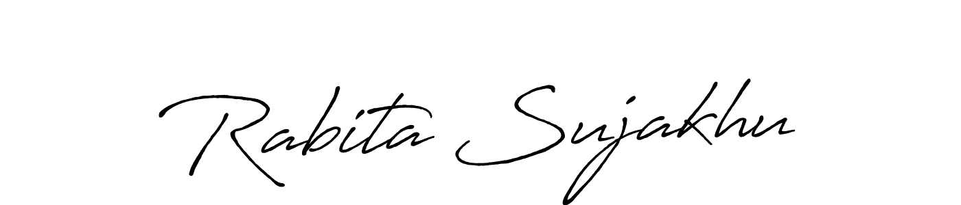 How to make Rabita Sujakhu name signature. Use Antro_Vectra_Bolder style for creating short signs online. This is the latest handwritten sign. Rabita Sujakhu signature style 7 images and pictures png