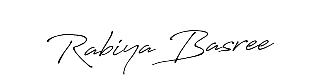 Make a short Rabiya Basree signature style. Manage your documents anywhere anytime using Antro_Vectra_Bolder. Create and add eSignatures, submit forms, share and send files easily. Rabiya Basree signature style 7 images and pictures png