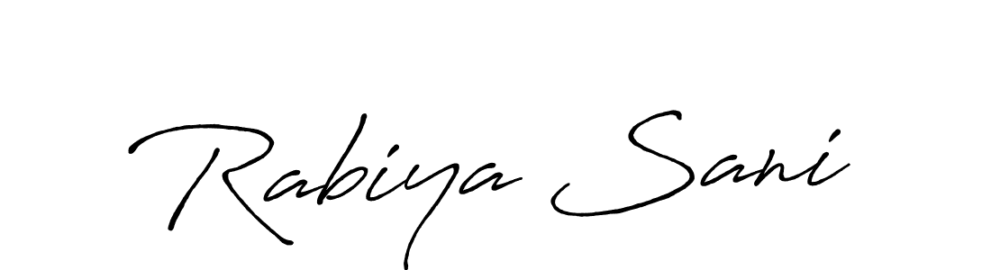 The best way (Antro_Vectra_Bolder) to make a short signature is to pick only two or three words in your name. The name Rabiya Sani include a total of six letters. For converting this name. Rabiya Sani signature style 7 images and pictures png