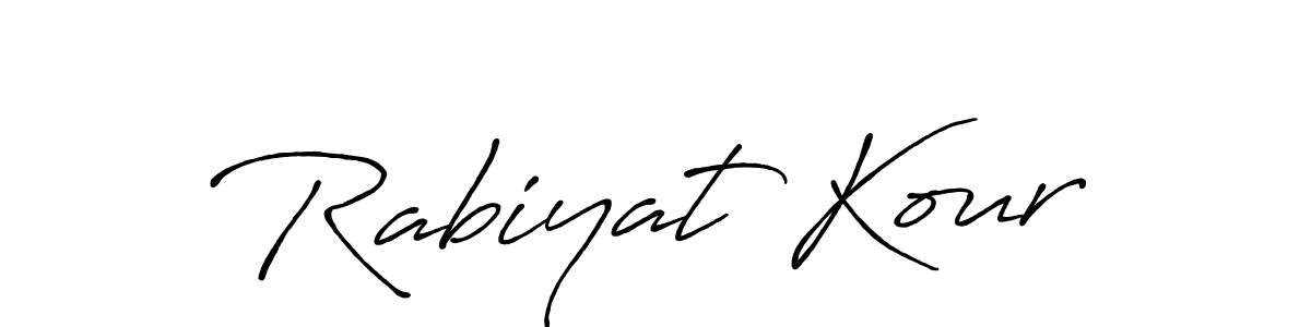 The best way (Antro_Vectra_Bolder) to make a short signature is to pick only two or three words in your name. The name Rabiyat Kour include a total of six letters. For converting this name. Rabiyat Kour signature style 7 images and pictures png