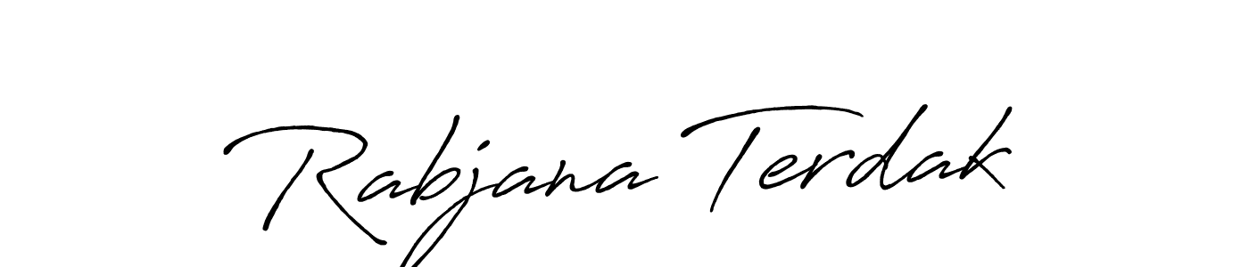 The best way (Antro_Vectra_Bolder) to make a short signature is to pick only two or three words in your name. The name Rabjana Terdak include a total of six letters. For converting this name. Rabjana Terdak signature style 7 images and pictures png