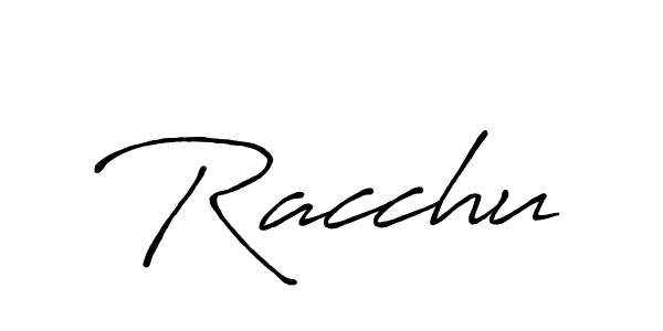 Use a signature maker to create a handwritten signature online. With this signature software, you can design (Antro_Vectra_Bolder) your own signature for name Racchu. Racchu signature style 7 images and pictures png