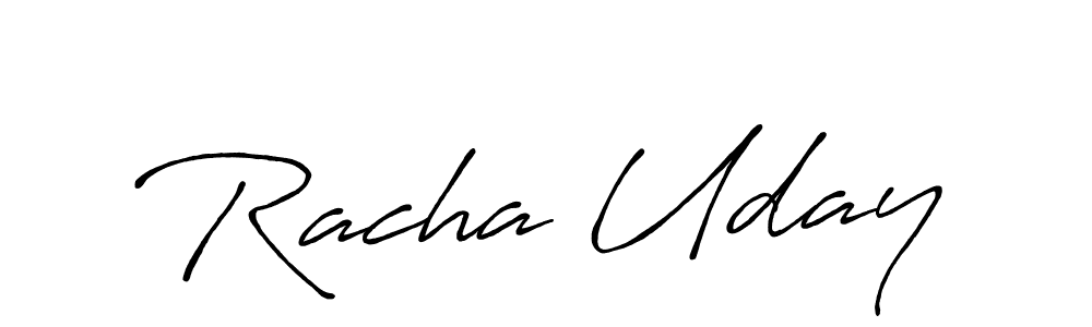 How to make Racha Uday signature? Antro_Vectra_Bolder is a professional autograph style. Create handwritten signature for Racha Uday name. Racha Uday signature style 7 images and pictures png