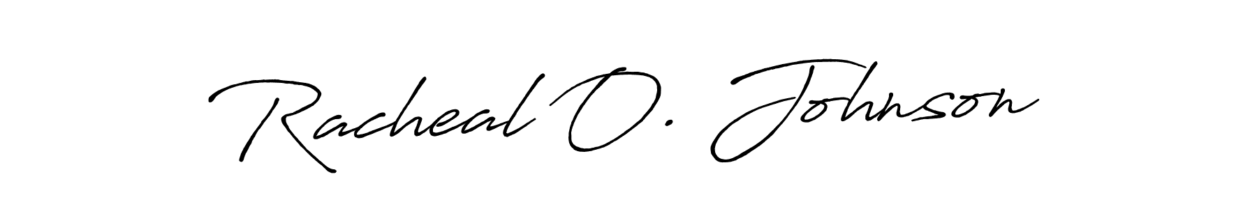 How to make Racheal O. Johnson name signature. Use Antro_Vectra_Bolder style for creating short signs online. This is the latest handwritten sign. Racheal O. Johnson signature style 7 images and pictures png