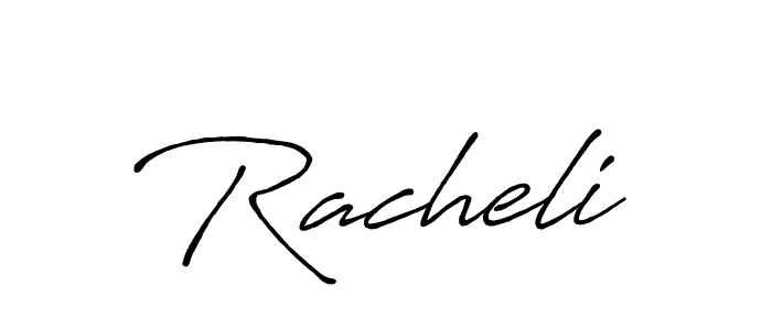 Use a signature maker to create a handwritten signature online. With this signature software, you can design (Antro_Vectra_Bolder) your own signature for name Racheli. Racheli signature style 7 images and pictures png