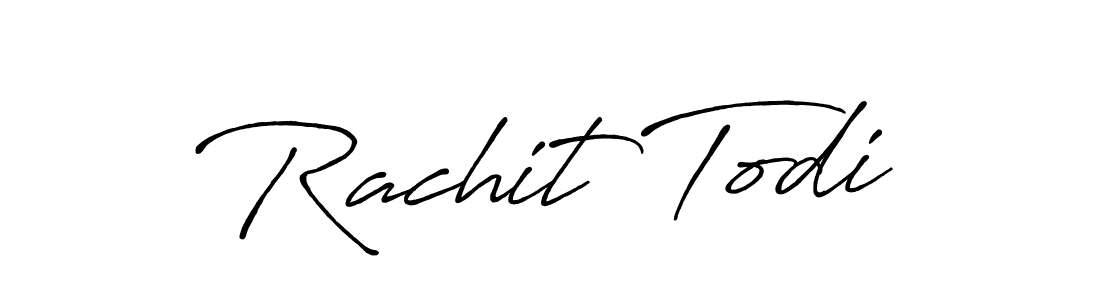 How to make Rachit Todi name signature. Use Antro_Vectra_Bolder style for creating short signs online. This is the latest handwritten sign. Rachit Todi signature style 7 images and pictures png