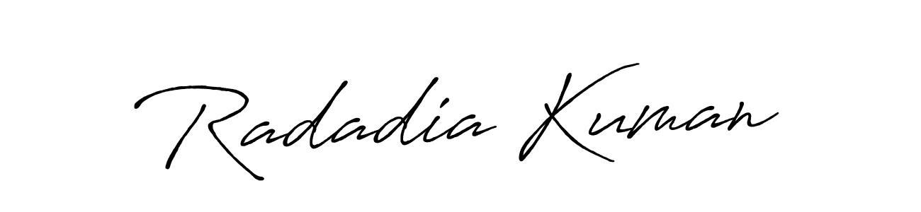 if you are searching for the best signature style for your name Radadia Kuman. so please give up your signature search. here we have designed multiple signature styles  using Antro_Vectra_Bolder. Radadia Kuman signature style 7 images and pictures png