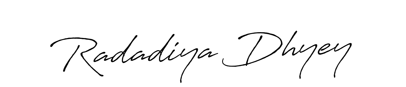 The best way (Antro_Vectra_Bolder) to make a short signature is to pick only two or three words in your name. The name Radadiya Dhyey include a total of six letters. For converting this name. Radadiya Dhyey signature style 7 images and pictures png