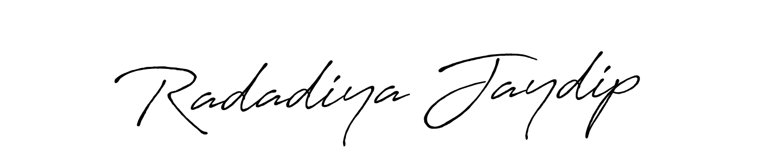 Design your own signature with our free online signature maker. With this signature software, you can create a handwritten (Antro_Vectra_Bolder) signature for name Radadiya Jaydip. Radadiya Jaydip signature style 7 images and pictures png