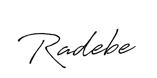 Make a beautiful signature design for name Radebe. With this signature (Antro_Vectra_Bolder) style, you can create a handwritten signature for free. Radebe signature style 7 images and pictures png