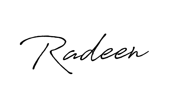 How to make Radeen name signature. Use Antro_Vectra_Bolder style for creating short signs online. This is the latest handwritten sign. Radeen signature style 7 images and pictures png