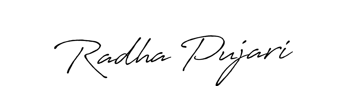 Make a beautiful signature design for name Radha Pujari. With this signature (Antro_Vectra_Bolder) style, you can create a handwritten signature for free. Radha Pujari signature style 7 images and pictures png