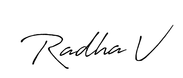 How to make Radha V name signature. Use Antro_Vectra_Bolder style for creating short signs online. This is the latest handwritten sign. Radha V signature style 7 images and pictures png