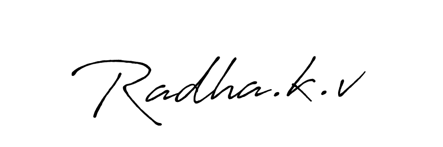 Create a beautiful signature design for name Radha.k.v. With this signature (Antro_Vectra_Bolder) fonts, you can make a handwritten signature for free. Radha.k.v signature style 7 images and pictures png