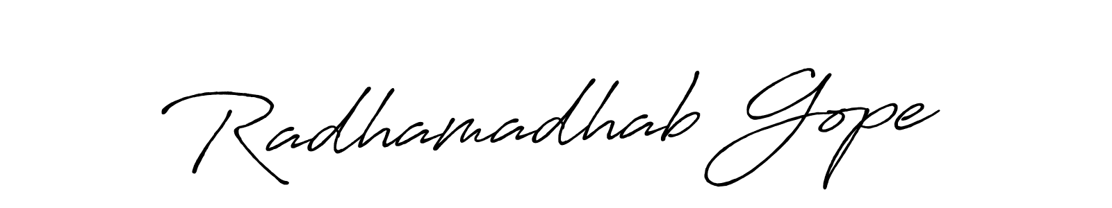 You should practise on your own different ways (Antro_Vectra_Bolder) to write your name (Radhamadhab Gope) in signature. don't let someone else do it for you. Radhamadhab Gope signature style 7 images and pictures png