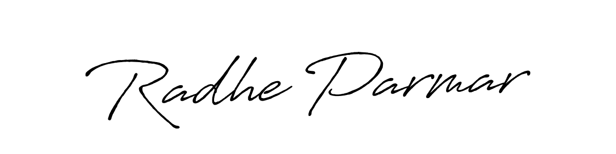 Make a beautiful signature design for name Radhe Parmar. With this signature (Antro_Vectra_Bolder) style, you can create a handwritten signature for free. Radhe Parmar signature style 7 images and pictures png