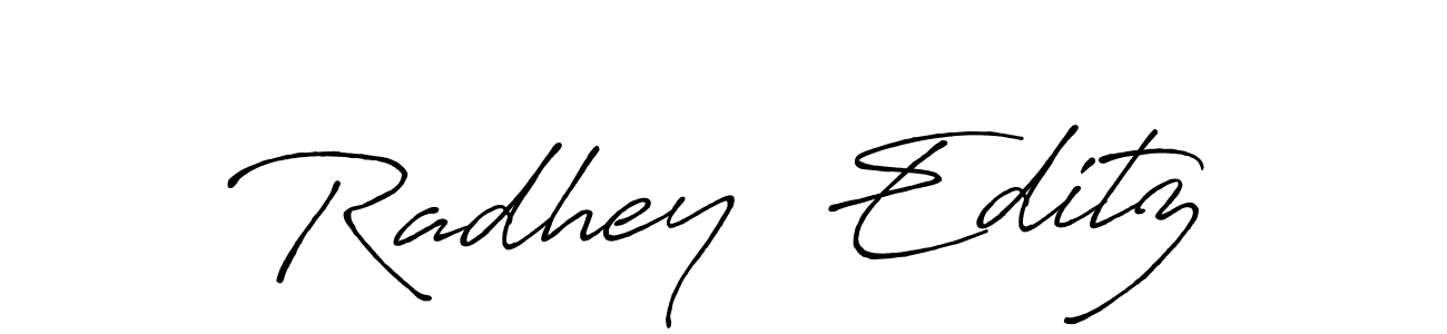 Use a signature maker to create a handwritten signature online. With this signature software, you can design (Antro_Vectra_Bolder) your own signature for name Radhey  Editz. Radhey  Editz signature style 7 images and pictures png