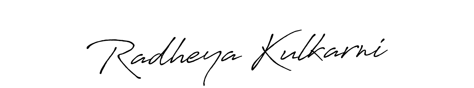 Design your own signature with our free online signature maker. With this signature software, you can create a handwritten (Antro_Vectra_Bolder) signature for name Radheya Kulkarni. Radheya Kulkarni signature style 7 images and pictures png