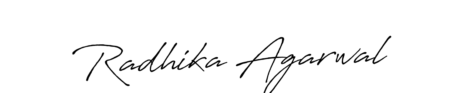 How to make Radhika Agarwal name signature. Use Antro_Vectra_Bolder style for creating short signs online. This is the latest handwritten sign. Radhika Agarwal signature style 7 images and pictures png