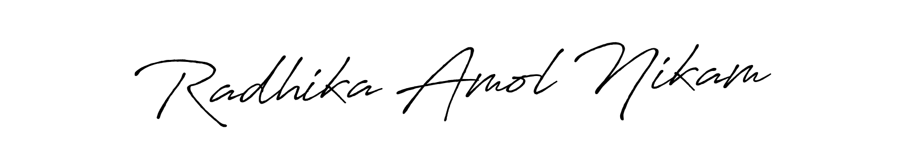 Create a beautiful signature design for name Radhika Amol Nikam. With this signature (Antro_Vectra_Bolder) fonts, you can make a handwritten signature for free. Radhika Amol Nikam signature style 7 images and pictures png