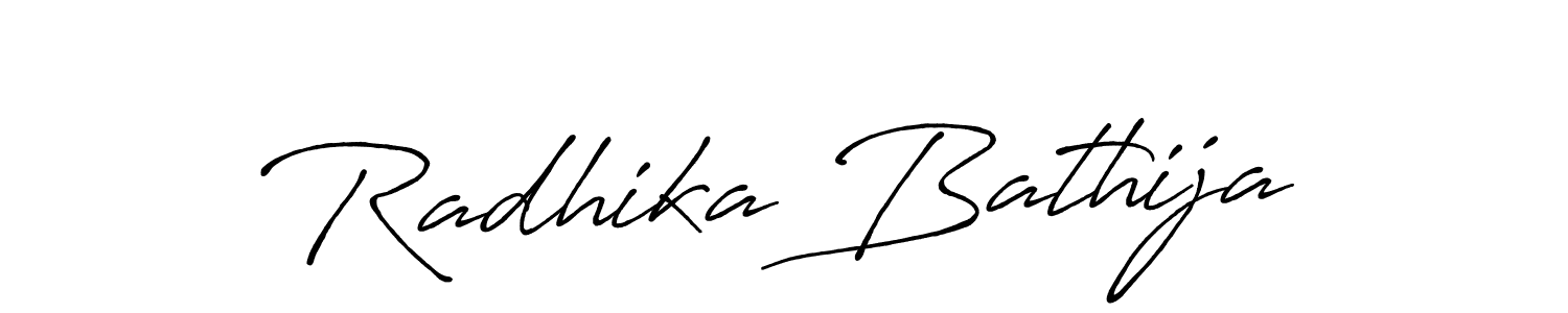 You should practise on your own different ways (Antro_Vectra_Bolder) to write your name (Radhika Bathija) in signature. don't let someone else do it for you. Radhika Bathija signature style 7 images and pictures png