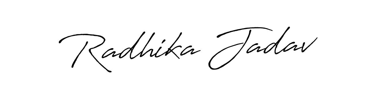 How to make Radhika Jadav name signature. Use Antro_Vectra_Bolder style for creating short signs online. This is the latest handwritten sign. Radhika Jadav signature style 7 images and pictures png