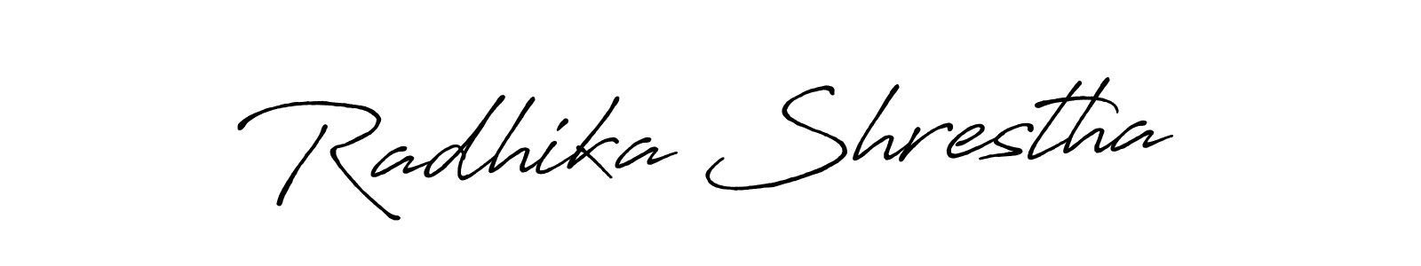 Create a beautiful signature design for name Radhika Shrestha. With this signature (Antro_Vectra_Bolder) fonts, you can make a handwritten signature for free. Radhika Shrestha signature style 7 images and pictures png