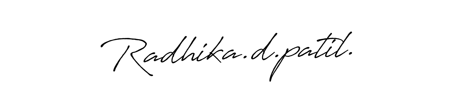 The best way (Antro_Vectra_Bolder) to make a short signature is to pick only two or three words in your name. The name Radhika.d.patil. include a total of six letters. For converting this name. Radhika.d.patil. signature style 7 images and pictures png