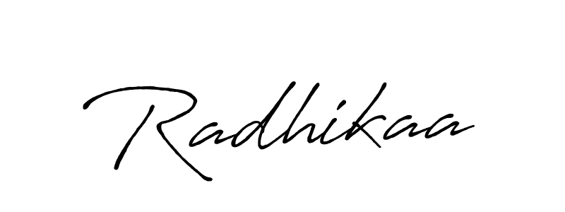 Create a beautiful signature design for name Radhikaa. With this signature (Antro_Vectra_Bolder) fonts, you can make a handwritten signature for free. Radhikaa signature style 7 images and pictures png