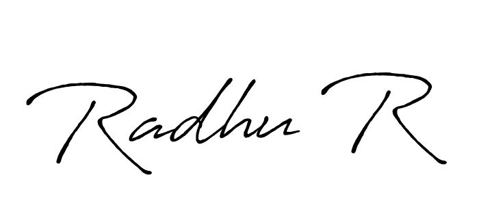 The best way (Antro_Vectra_Bolder) to make a short signature is to pick only two or three words in your name. The name Radhu R include a total of six letters. For converting this name. Radhu R signature style 7 images and pictures png