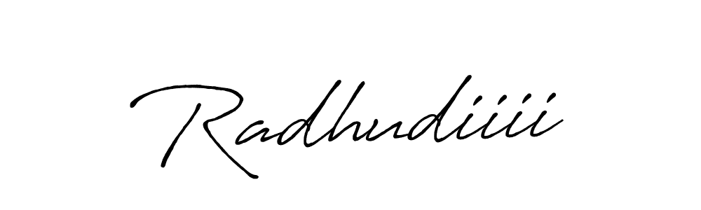 How to make Radhudiiii name signature. Use Antro_Vectra_Bolder style for creating short signs online. This is the latest handwritten sign. Radhudiiii signature style 7 images and pictures png