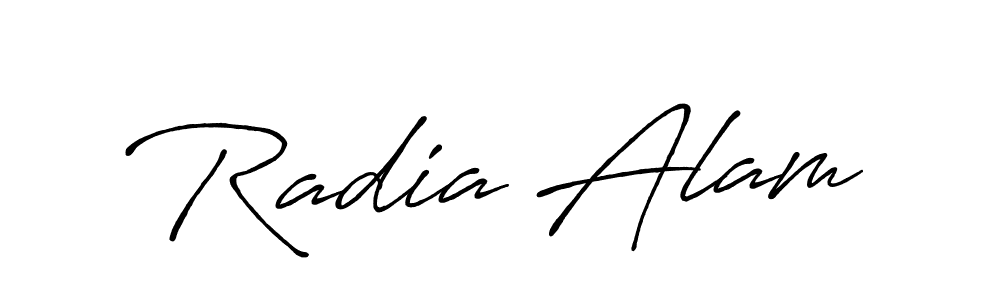 Radia Alam stylish signature style. Best Handwritten Sign (Antro_Vectra_Bolder) for my name. Handwritten Signature Collection Ideas for my name Radia Alam. Radia Alam signature style 7 images and pictures png