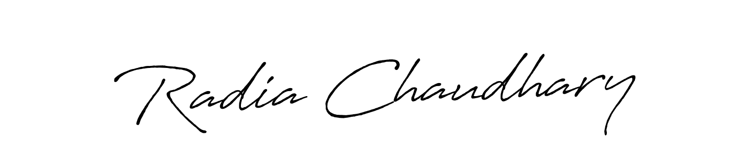 Make a beautiful signature design for name Radia Chaudhary. With this signature (Antro_Vectra_Bolder) style, you can create a handwritten signature for free. Radia Chaudhary signature style 7 images and pictures png