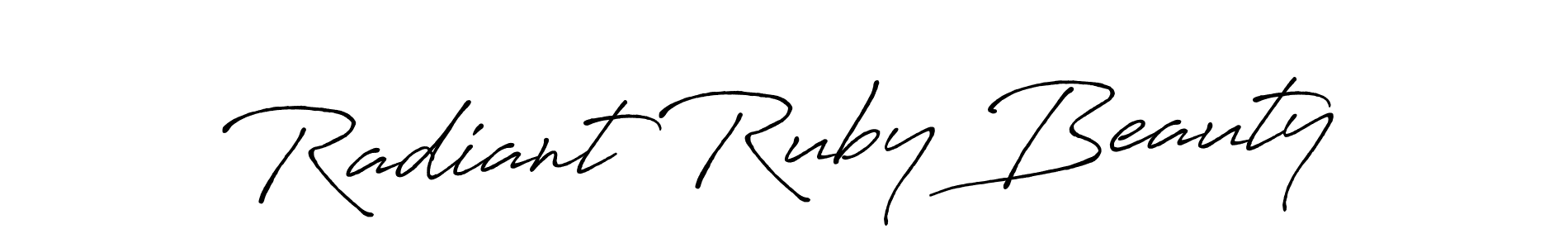 How to make Radiant Ruby Beauty name signature. Use Antro_Vectra_Bolder style for creating short signs online. This is the latest handwritten sign. Radiant Ruby Beauty signature style 7 images and pictures png