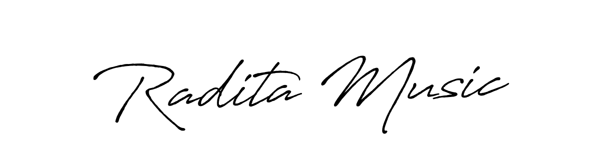 How to make Radita Music name signature. Use Antro_Vectra_Bolder style for creating short signs online. This is the latest handwritten sign. Radita Music signature style 7 images and pictures png