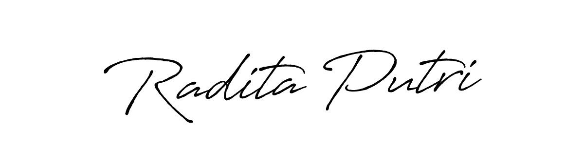 Make a beautiful signature design for name Radita Putri. With this signature (Antro_Vectra_Bolder) style, you can create a handwritten signature for free. Radita Putri signature style 7 images and pictures png