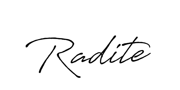 Radite stylish signature style. Best Handwritten Sign (Antro_Vectra_Bolder) for my name. Handwritten Signature Collection Ideas for my name Radite. Radite signature style 7 images and pictures png