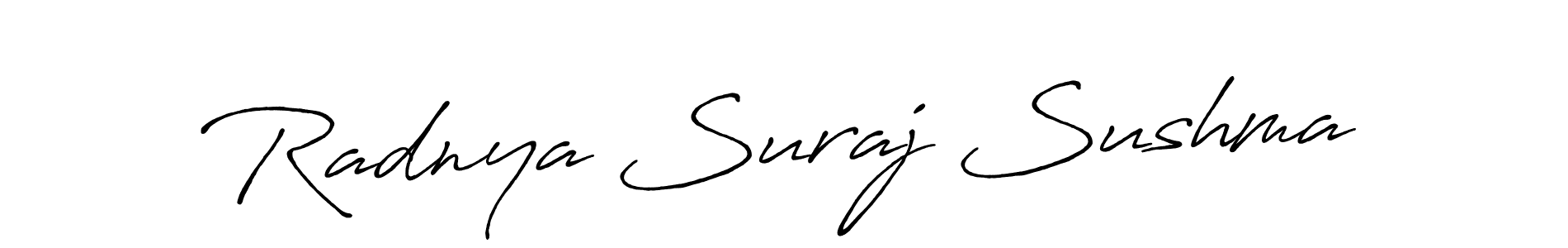 You should practise on your own different ways (Antro_Vectra_Bolder) to write your name (Radnya Suraj Sushma) in signature. don't let someone else do it for you. Radnya Suraj Sushma signature style 7 images and pictures png