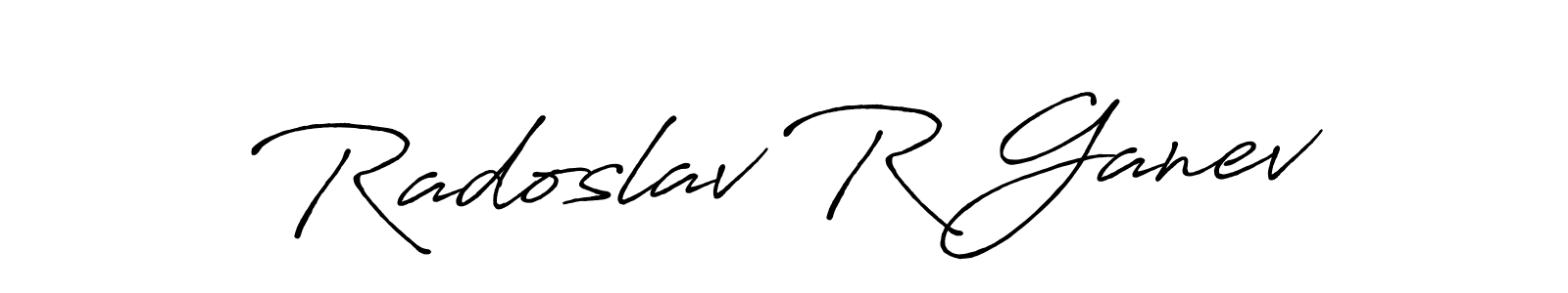 How to make Radoslav R Ganev name signature. Use Antro_Vectra_Bolder style for creating short signs online. This is the latest handwritten sign. Radoslav R Ganev signature style 7 images and pictures png