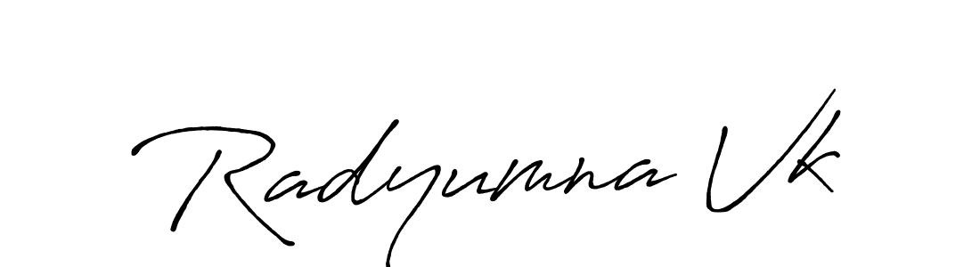 Make a beautiful signature design for name Radyumna Vk. With this signature (Antro_Vectra_Bolder) style, you can create a handwritten signature for free. Radyumna Vk signature style 7 images and pictures png