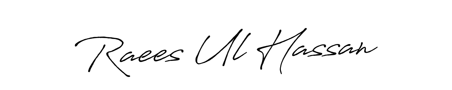 Design your own signature with our free online signature maker. With this signature software, you can create a handwritten (Antro_Vectra_Bolder) signature for name Raees Ul Hassan. Raees Ul Hassan signature style 7 images and pictures png