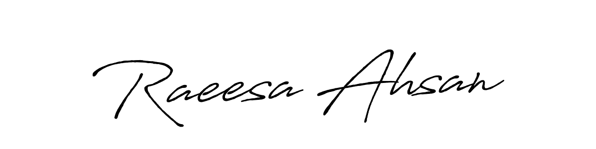 The best way (Antro_Vectra_Bolder) to make a short signature is to pick only two or three words in your name. The name Raeesa Ahsan include a total of six letters. For converting this name. Raeesa Ahsan signature style 7 images and pictures png
