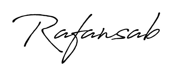 A modern signature idea for name Rafansab using Antro_Vectra_Bolder font. Clean strokes and elegant curves make it stand out instantly. Rafansab signature style 7 images and pictures png