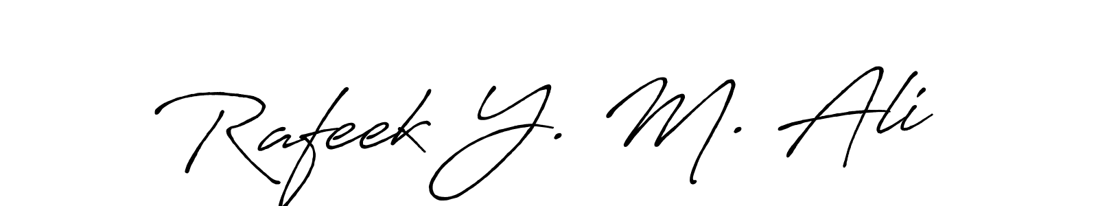 The best way (Antro_Vectra_Bolder) to make a short signature is to pick only two or three words in your name. The name Rafeek Y. M. Ali include a total of six letters. For converting this name. Rafeek Y. M. Ali signature style 7 images and pictures png