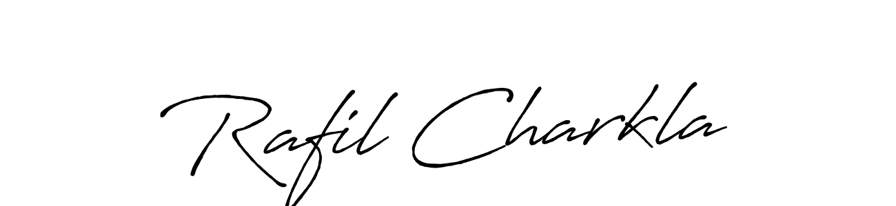 This is the best signature style for the Rafil Charkla name. Also you like these signature font (Antro_Vectra_Bolder). Mix name signature. Rafil Charkla signature style 7 images and pictures png