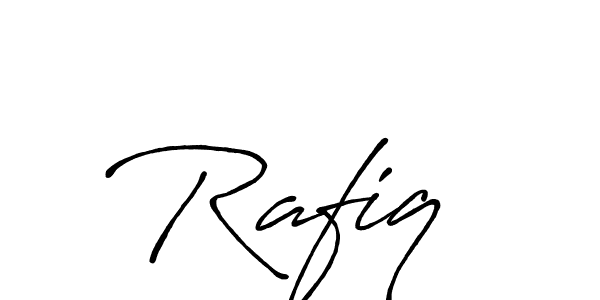 The best way (Antro_Vectra_Bolder) to make a short signature is to pick only two or three words in your name. The name Rafiq  include a total of six letters. For converting this name. Rafiq  signature style 7 images and pictures png