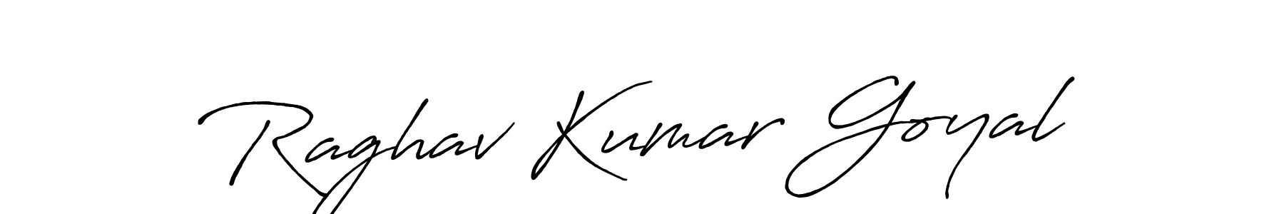 Create a beautiful signature design for name Raghav Kumar Goyal. With this signature (Antro_Vectra_Bolder) fonts, you can make a handwritten signature for free. Raghav Kumar Goyal signature style 7 images and pictures png