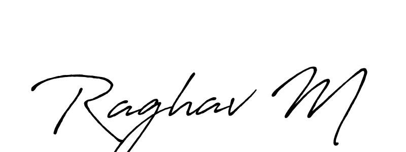 How to make Raghav M signature? Antro_Vectra_Bolder is a professional autograph style. Create handwritten signature for Raghav M name. Raghav M signature style 7 images and pictures png